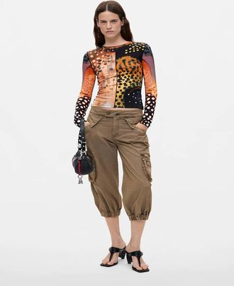 Desigual T-shirt a maniche lunghe multicolore con stampa
