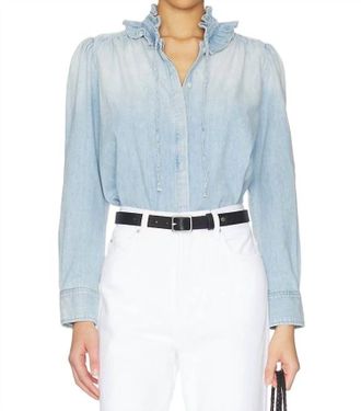 Citizens Of Humanity Calista Frill Collar Shirt In Blue