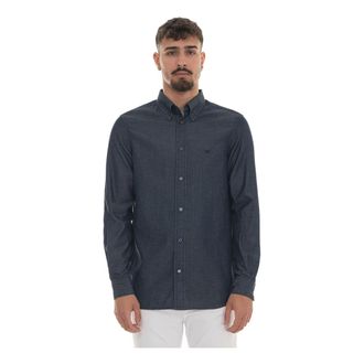 Emporio Armani Heren, Overhemden, Blauw, Maat: 3XL Denim