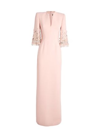 Jenny Packham Crepe Embellished Ruth Gown Size XS