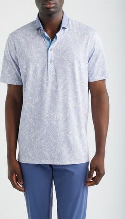 Greyson Island Hunt Leaf Print Performance Golf Polo in Jellyfish at Nordstrom, Size Xx-Large
