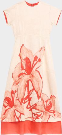 Love Birds Ayrin Crinkled Floral-Print Midi Dress