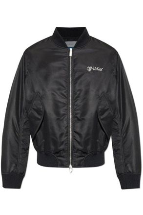 Off-white Minimalist Black Jacket With Modern Silhouette And Zipper Closure