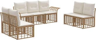 vidaXL Conjunto De Sof&aacute;s De Exterior 7 Uds. Natural Y Crema Poli&eacute;ster Vidaxl