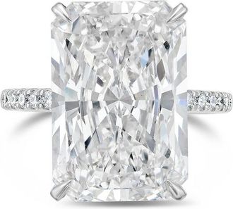 Diana M. Jewels Platinum lab grown radiant cut 8ct center engagement ring in a hidden halo