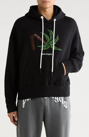 Palm Angels Broken Palm Cotton Blend Hoodie in Black Green at Nordstrom Rack, Size Small