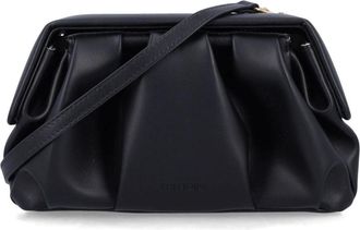 Themoir&egrave; Zwarte vegan lederen geplooide clutch - Dames - Schoudertassen - Zwart - ONE Size - Leer - Tassen