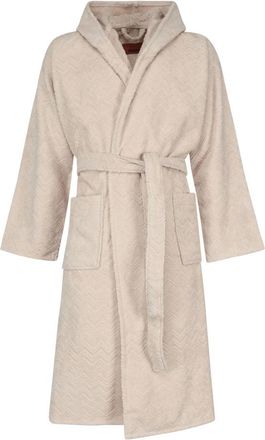 Missoni Home Luxe Terry Badjas met Ge&iuml;ntegreerde Capuchon - Heren - Badjassen - Wit - S - Nachtkleding