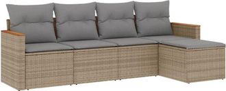 vidaXL Juego De Sof&aacute;s Jard&iacute;n Con Cojines 5 Pzas Rat&aacute;n Sint&eacute;tico Beige Vidaxl