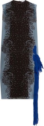 Ferragamo Zijden Jurk met Bloemendetail - Dames - Casual kleedjes - Blauw - XS - Kleedjes