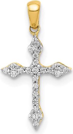Diamond2Deal 10K Gold 1/15ct. Diamond Cross Pendant