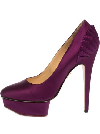 Charlotte Olympia pre-owned 150mm satin platform pumps - Purple