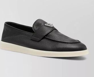 Prada leather loafers round toe textured sole