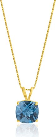MAX + STONE 925 Sterling Silver or 14k Gold 8mm Cushion Cut Gemstone Pendent Necklace