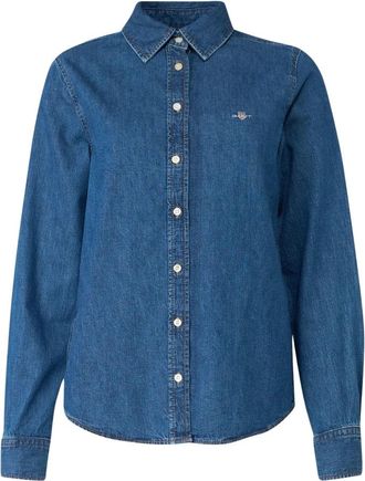GANT Regular Denim Shirt - Dames - Spijkeroverhemden - Blauw - M - Denim - Overhemden