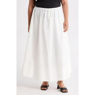 Renee C Cotton Poplin Maxi Skirt in Off White at Nordstrom Rack, Size 1X