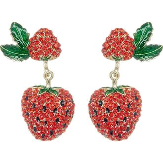 Eye Candy Los Angeles Strawberry Summer Pave Crystal Drop Earrings in Red at Nordstrom Rack
