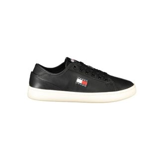 Tommy Hilfiger Schoenen, Dames, Zwart, 37 EU, Leer, Zwarte Leren Dames Sneaker
