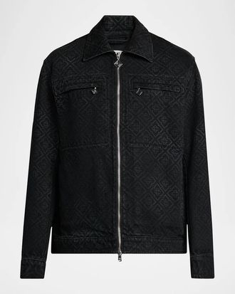 Casablanca Men & apos;s Monogram Full-Zip Denim Jacket
