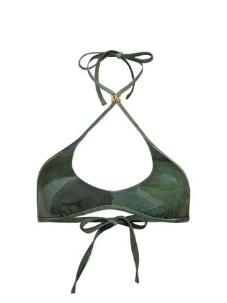 Palm Angels Camo-print bikini top - women - Spandex/Elastane/Brass/Polyester/Spandex/Elastane/Polyester - S - Green