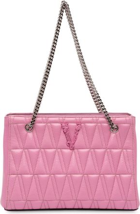 Versace Pre-owned Womens Quilted Leather Virtus Tote - Light Pink - One Size