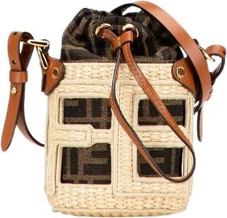 Fendi Pre-owned Bucket Bags, female, Beige, Size: ONE SIZE Pre-owned Canvas Bucket Bag