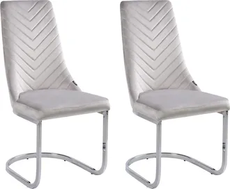 Beliani Set Di 2 Sedie Da Pranzo Cantilever In Velluto Grigio Altoona