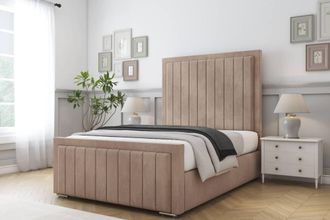 Comfort Beds Emperor Naples Bed Frame - 50 Upholstered Headboard in Light Brown | Size: Single