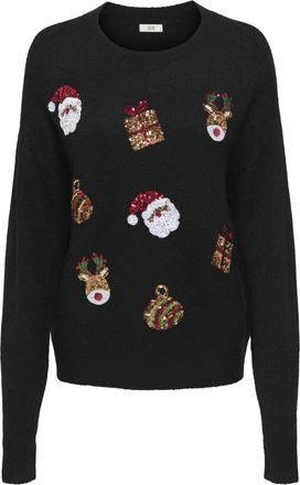 Jacqueline de Yong Womens Jdysanta L/S X-Mas O-Neck Pullover KNT, Black, L