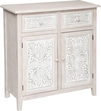 Atmosphera Credenza A 2 Ante Hina In Legno Sbiancato 80x85cm Atmosphera Cr&eacute;ateur DInt&eacute;rieur