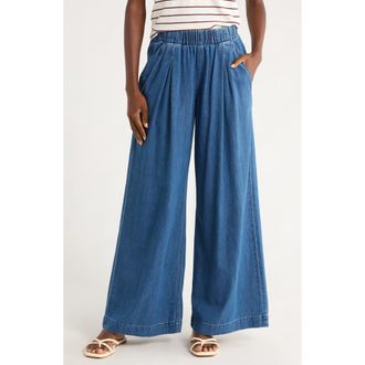Marine Layer Allison Pull-On Wide Leg Denim Pants in Medium Wash at Nordstrom, Size X-Small