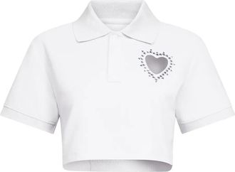 Area crystal-embellished cropped polo - White