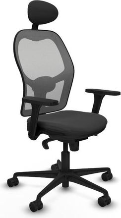 Piqueras y Crespo Piqueras Y Crespo - Jorquera Sincro Malla Gris Similpiel Gris Oscuro Brazos 3d Base Nailon Cabecero Fijo Ruedas 65mm Nailon