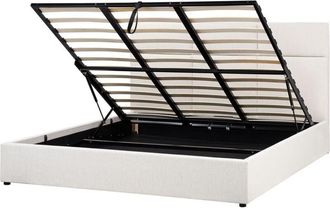 Beliani Ottoman Bed Fabric LAGORD 180 x 200 cm (EU Super King) Off-White