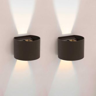 Forlight Axis Round - 2 Apliques De Pared Iluminaci&oacute;n Led Exterior Para Terrazas, Jardines Y Balcones On/off 3000k En Sofisticado Color Negro - Forlight