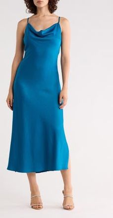 West K Hammered Satin Slipdress in Teal at Nordstrom Rack, Size X-Small