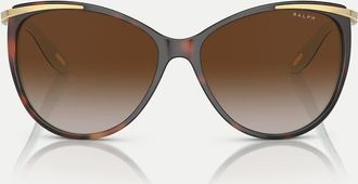 Ralph Lauren occhiali da sole cat-eye con lenti marroni in havana su acquamarina-Marrone