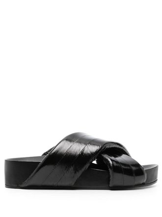 Jil Sander crossover-strap leather sandals - Black