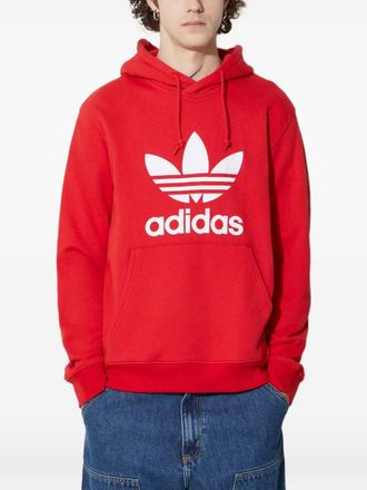 adidas logo-print hoodie - men - Cotton - M - Red
