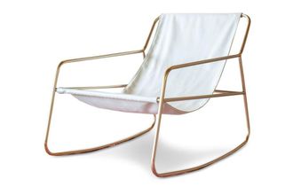 PIB Silla mecedora de tela blanca