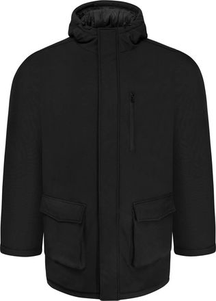 KAM Jeanswear Mens Long Heavyweight Quilted Soft Shell Coat - Black - 5XL