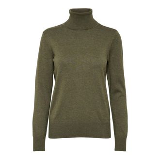 Saint Tropez Army Green Rollneck Pullover Sweater - - Knitwear - Donna - Verde - XS