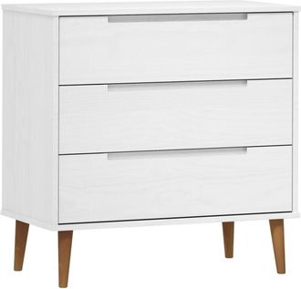 vidaXL Drawer Cabinet MOLDE White 80x40x80 cm Solid Wood Pine vidaXL