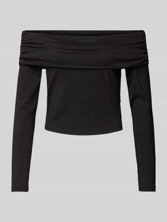 Only Langarmshirt mit Carmen-Ausschnitt Modell ROMA in Metallic Black, Gr&ouml;&szlig;e XS