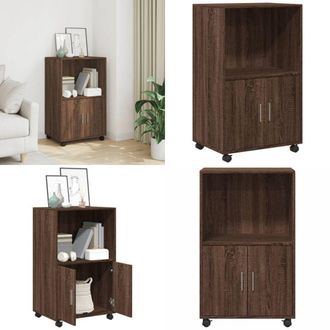 vidaXL Mobiletto con Ruote Rovere Marrone 55x40x91 cm in Truciolato - Mobiletto con ruote - Armadietto in truciolato
