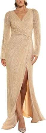 Terani Couture Beaded Solid Maxi Dress