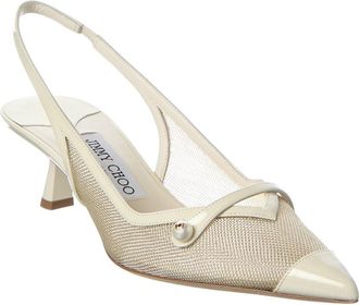 Jimmy Choo London Amita 45 Mesh & Leather Slingback Pump