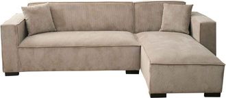 Oviala Oviala - Sofá esquinero fijo de 3 plazas con chaise longue a la derecha topo