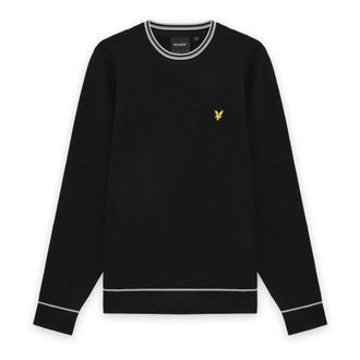 Lyle & Scott Tipped Gebreide Trui met Ronde Hals - Heren - Truien - Zwart - Maat: XL