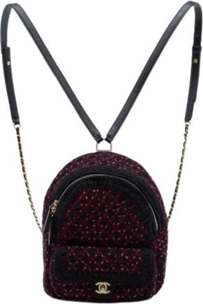 Chanel Pre-owned Gevulde Tweed Rugzak - Dames - Vintage Rugzakken - Zwart - ONE Size - Tweed - Vintage